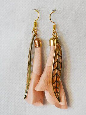 Blush Floral Tassel Drop Earrings Handmade Jewelry